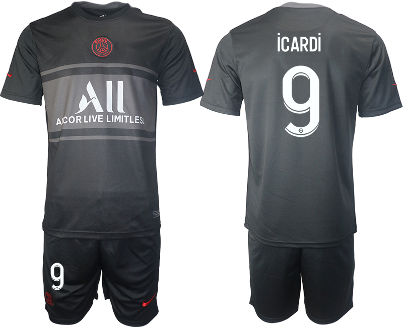 Men 2021-2022 Club Paris St German Second away black #9 Soccer Jersey